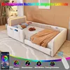 Gestoffeerd bed 90x200 cm, met LED-verlichting, met Productafbeelding-voorbeeld 5