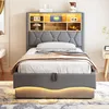 STILVORA 90x200 Polsterbett mit Nachttisch und USB Produktbild-Vorschau 2