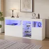 Merax Hochglanz Sideboard mit LED, Wohnzimmerschrank mit 3 Produktbild-Vorschau 2