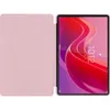 A pink tablet case is open, revealing the tablet screen displaying a colorful wallpaper and the time. Anteprima dell’immagine prodotto
