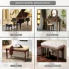 A collage showing a product in four different application scenarios: as a piano stool, a dresser stool, a seat, and a shoe changing stool. Anteprima dell’immagine prodotto