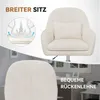 A split image showing a beige velvet armchair with a pillow, and a diagram illustrating ergonomic support. Voir les images du produit
