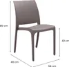 A taupe chair with dimensions indicated. Produktbild-Vorschau