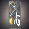 A smartphone with a stylized wallpaper displayed on its screen, set against a gradient gray background. Produktbild-Vorschau
