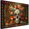 Leinwandbild Bunter Totenkopf mit Blumen 120x80 Feeby Bunt Produktbild-Vorschau 1
