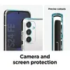 A collage of images showing a phone case and a phone, with text highlighting features. Produktbild-Vorschau