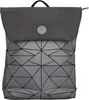 A gray backpack with a geometric pattern and a dark gray flap. Produktbild-Vorschau