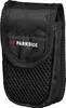 A black fabric pouch with a mesh front pocket and a logo. Produktbild-Vorschau