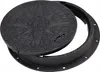 A black manhole cover and its frame are shown against a white background. Produktbild-Vorschau