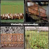 A collage of four images showing the orange plastic safety fence in different applications: with chickens, near a river, with rubble, and around plants. Text in the center reads 'Vielseitig verwendbar'. Náhled obrázku produktu