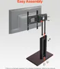 A schematic diagram showing the assembly of a TV stand. Produktbild-Vorschau