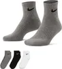 A product shot of Nike ankle socks in different colors, with a pair of gray socks prominently displayed in the foreground. Podgląd zdjęcia produktu
