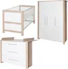 A three-piece nursery furniture set including a crib, a dresser, and a wardrobe, displayed against a white background. Anteprima dell’immagine prodotto