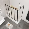 100cm Schwarz Badewannenaufsatz 4-tlg. Faltwand mit 70cm Produktbild-Vorschau 3