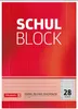 A close-up of a red and white school writing pad with grid lines and text. Podgląd zdjęcia produktu
