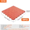 A red interlocking floor tile is shown from a slightly elevated diagonal angle, with dimensions and quantity information displayed. Podgląd zdjęcia produktu