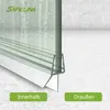 A close-up of a shower door seal with water droplets on the glass, showing its application on both the inside and outside of a shower. Podgląd zdjęcia produktu