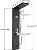 A black shower panel with dimensions indicated by white lines and text. Náhled obrázku produktu