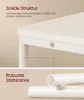 Close-up view of a table's structure and materials, with text highlighting its features. Produktbild-Vorschau