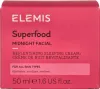 The image shows the front of a pink cardboard box for Elemis Superfood Midnight Facial cream. Náhľad obrázku produktu