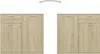 Two identical sideboards are shown side-by-side against a white background, with an arrow graphic above indicating a possible connection or arrangement. Voir les images du produit