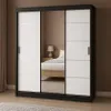 Dwukolorowa szafa przesuwna RIO-3 180 cm, BIAŁO-CZARNA, z Podgląd zdjęcia produktu 2
