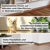 A collage of three images showcasing a decorative baseboard, a corgi dog, and a potted plant, with overlaid text highlighting product features. Anteprima dell’immagine prodotto