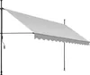 A light gray awning is extended from a black support structure against a white background. Náhled obrázku produktu
