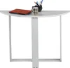A white semi-circular desk with a laptop, a mug, and pens in a holder. Anteprima dell’immagine prodotto