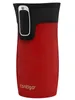 A red Contigo travel mug with a black lid and a silver and black button. Náhľad obrázku produktu