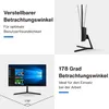 A collage of marketing images for a computer monitor, highlighting its adjustable viewing angle and wide viewing angle. Podgląd zdjęcia produktu