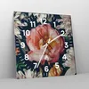 Wanduhr - Quadrat - Glasuhr - Blumen Pfingstrose Holzig - Produktbild-Vorschau 4