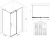 A technical drawing and a size chart for a shower cabin. Produktbild-Vorschau