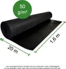 A roll of black landscape fabric is shown unrolled on a white background, with dimensions indicated. Produktbild-Vorschau