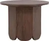 A round wooden coffee table with a unique fluted base, shown against a white background. Produktbild-Vorschau