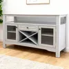 Graues Multifunktionales Sideboard 116x40x82cm MDF Lackiert Produktbild-Vorschau 2