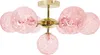 BELIANI Deckenleuchte Rosa u. Gold aus Glas Rund 7 Kugel Produktbild-Vorschau 1