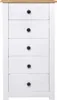 A white chest of drawers with a wooden top. Náhled obrázku produktu