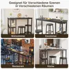 Collage of four scenes showing a bar table and stools in different room settings: living room, dining room, restaurant, and kitchen. Náhľad obrázku produktu