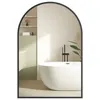 A reflection of a modern bathroom with a bathtub and vanity. Produktbild-Vorschau