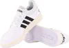 A pair of white Adidas Hoop 3.0 men's sneakers are shown against a white background. One shoe is upright, and the other is lying on its side, showing the sole. Anteprima dell’immagine prodotto