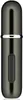 A close-up, front-facing studio shot of a metallic gray travel perfume atomizer. Náhled obrázku produktu