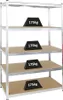 A metal shelving unit with five shelves, each holding a black weight labeled '175kg'. Produktbild-Vorschau
