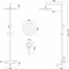 Technical drawing with dimensions of a shower set. Produktbild-Vorschau