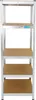 A tall, five-shelf metal storage rack with wooden shelves, presented against a white background. Produktbild-Vorschau