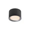 A black cylindrical ceiling light with a silver trim and a lit white diffuser. Produktbild-Vorschau