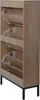 A wooden shoe cabinet with three flip-out compartments, shown against a white background. Anteprima dell’immagine prodotto
