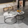 WISFOR 2er Set Couchtisch mit Aluminiumgestell, Satztisch Produktbild-Vorschau 3