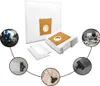 A collage of images showing vacuum cleaner bags and their use in different environments. Produktbild-Vorschau