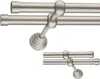 A close-up view of a double curtain rod with a brushed nickel finish. Náhled obrázku produktu